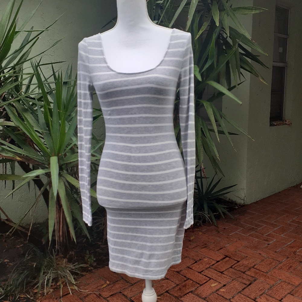 Gray and White Tshirt Dress